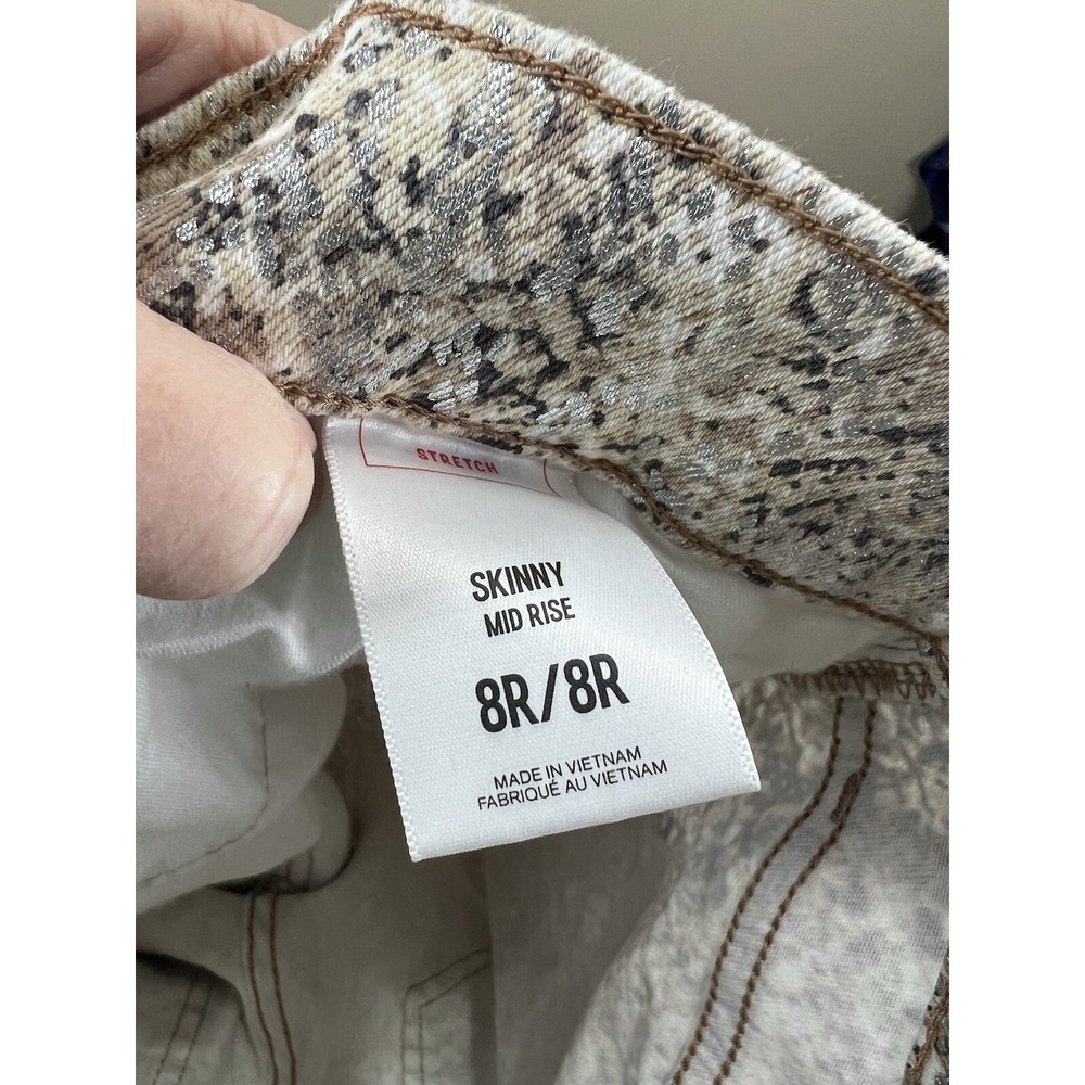 Express Metallic Foil Snakeskin Mid Rise Skinny Slim Denim Jeans 8R - Picture 5 of 5